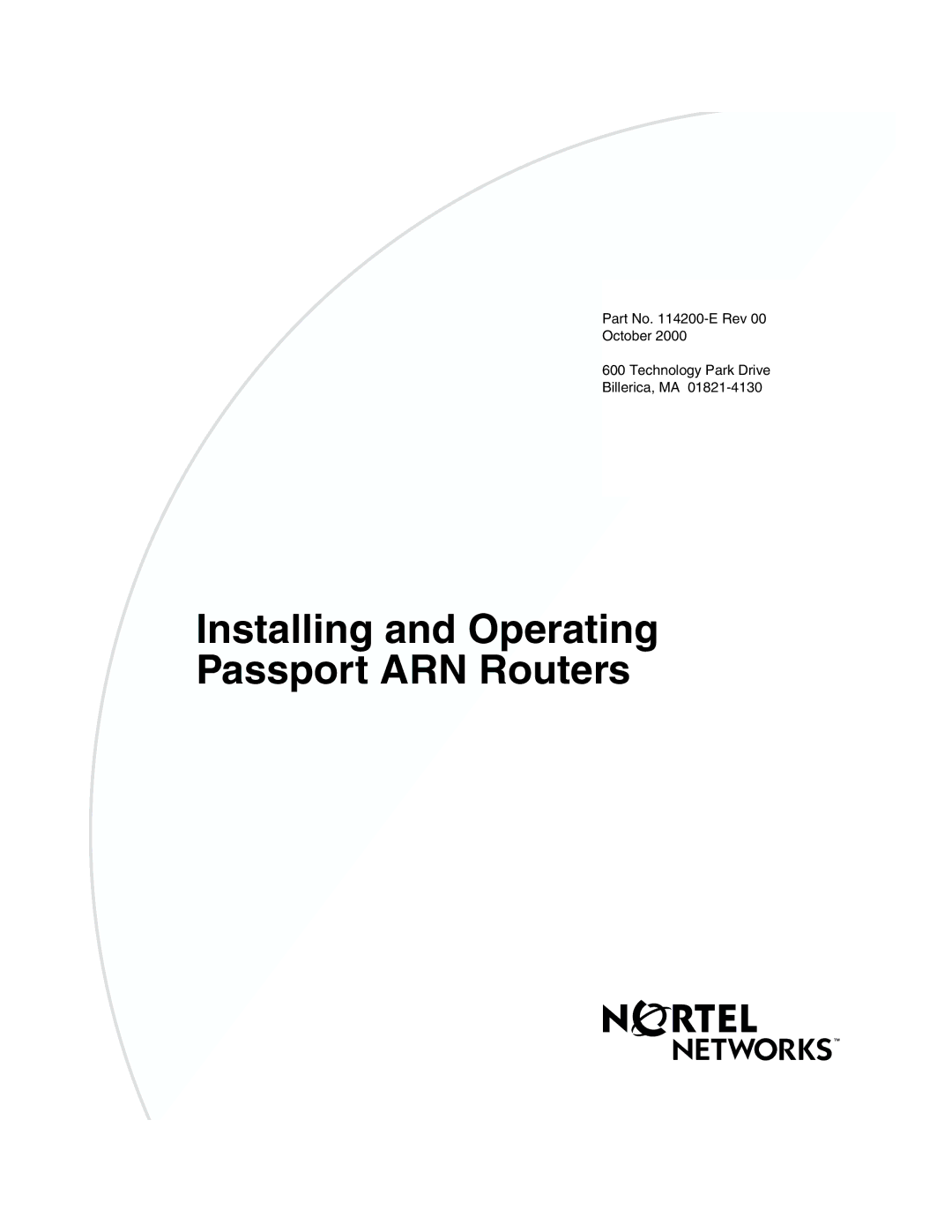 Nortel Networks manual Installing and Operating Passport ARN Routers 