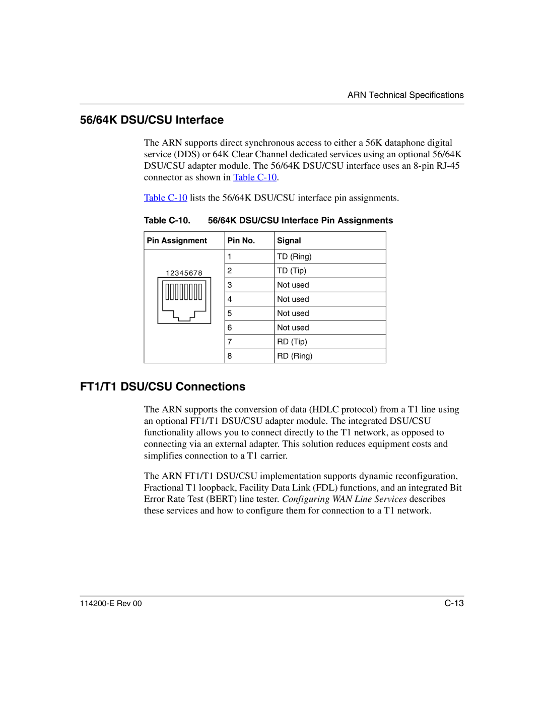 Nortel Networks Passport ARN Routers manual 56/64K DSU/CSU Interface, FT1/T1 DSU/CSU Connections 