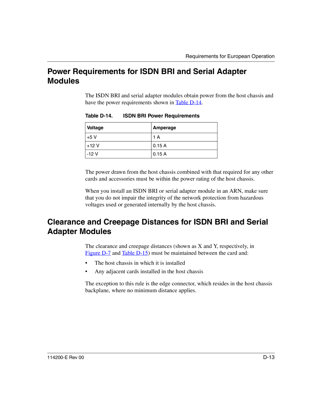 Nortel Networks Passport ARN Routers manual Power Requirements for Isdn BRI and Serial Adapter Modules, Amperage 