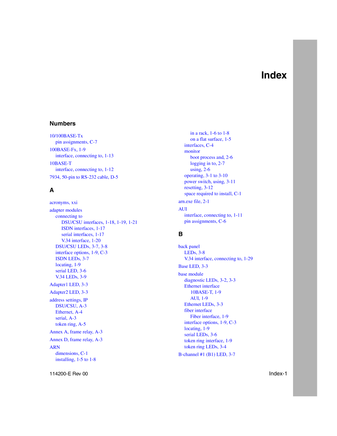 Nortel Networks Passport ARN Routers manual Numbers, 10BASE-T 