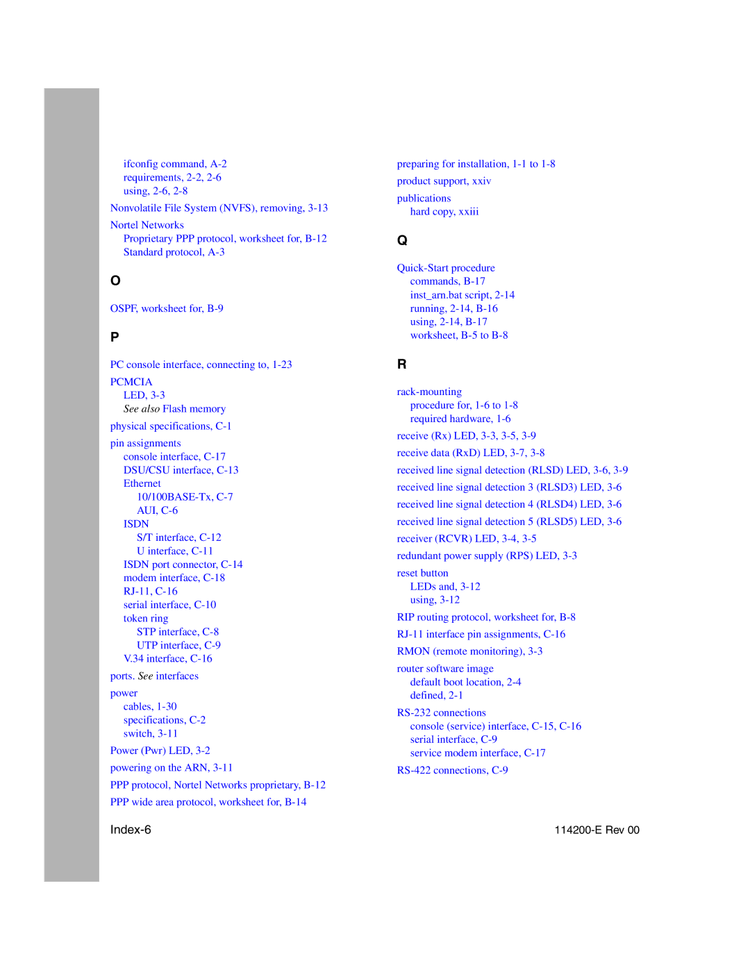 Nortel Networks Passport ARN Routers manual Index-6 