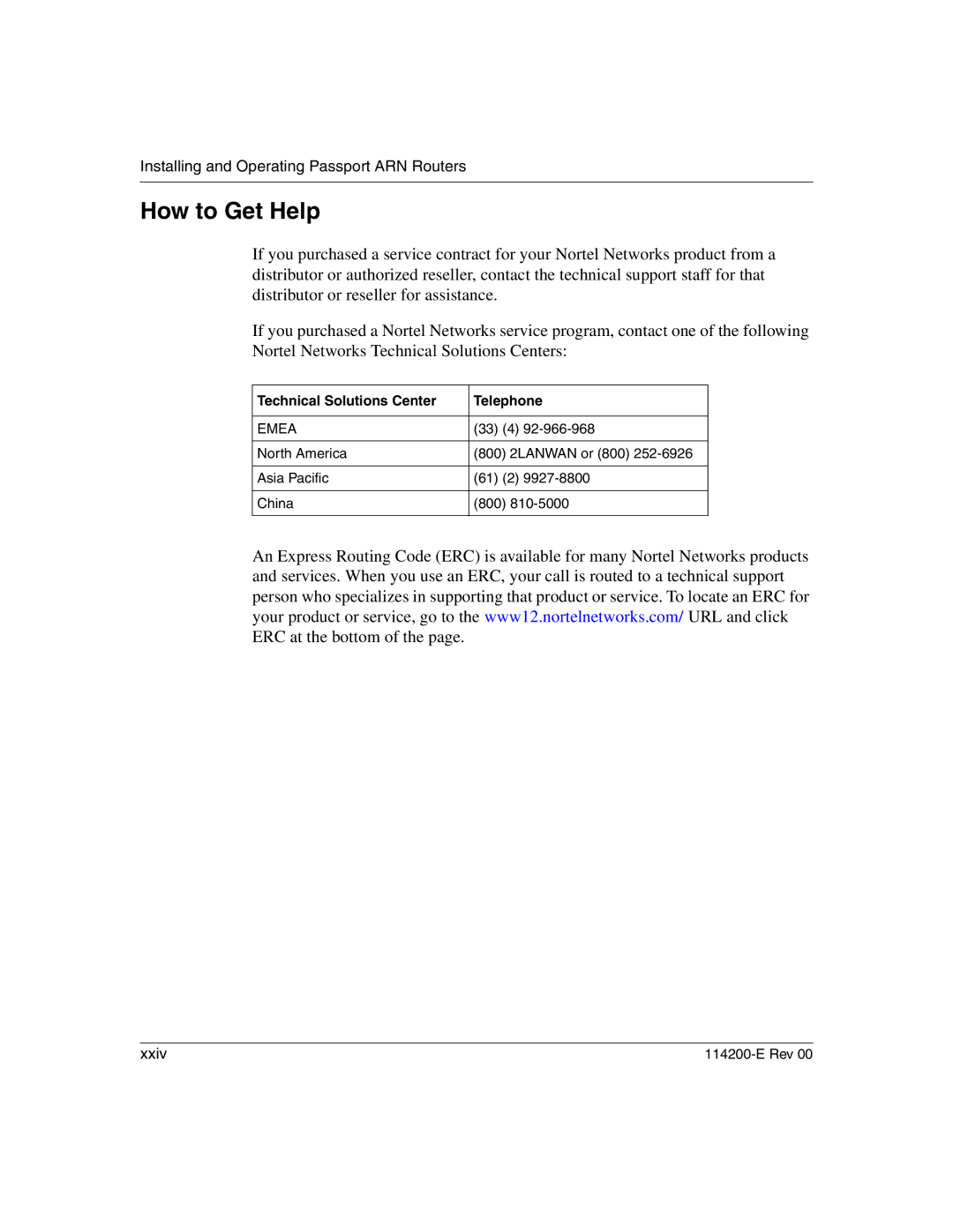 Nortel Networks Passport ARN Routers manual How to Get Help, Technical Solutions Center Telephone 