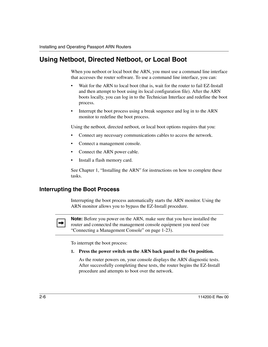 Nortel Networks Passport ARN Routers manual Using Netboot, Directed Netboot, or Local Boot, Interrupting the Boot Process 