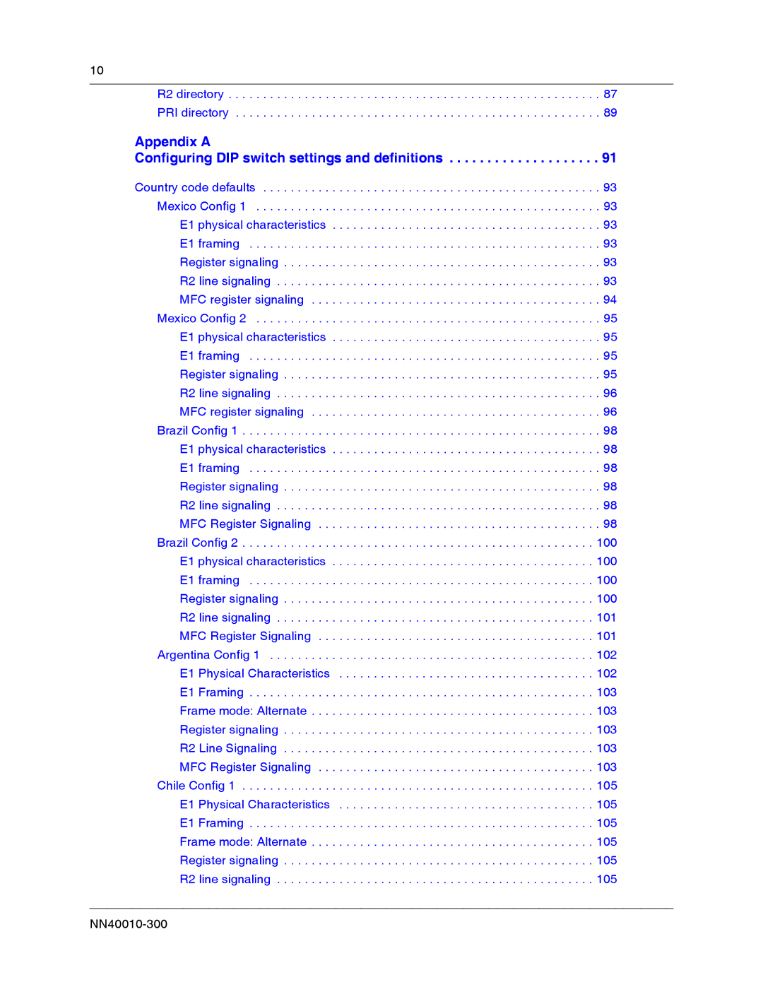 Nortel Networks R2MFC manual Appendix a Configuring DIP switch settings and definitions 