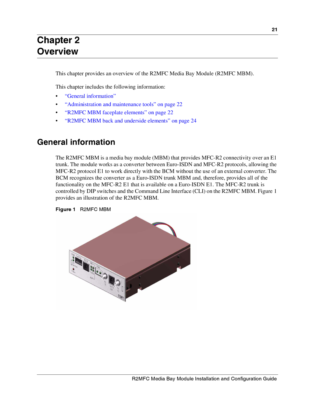 Nortel Networks R2MFC manual Chapter Overview, General information 