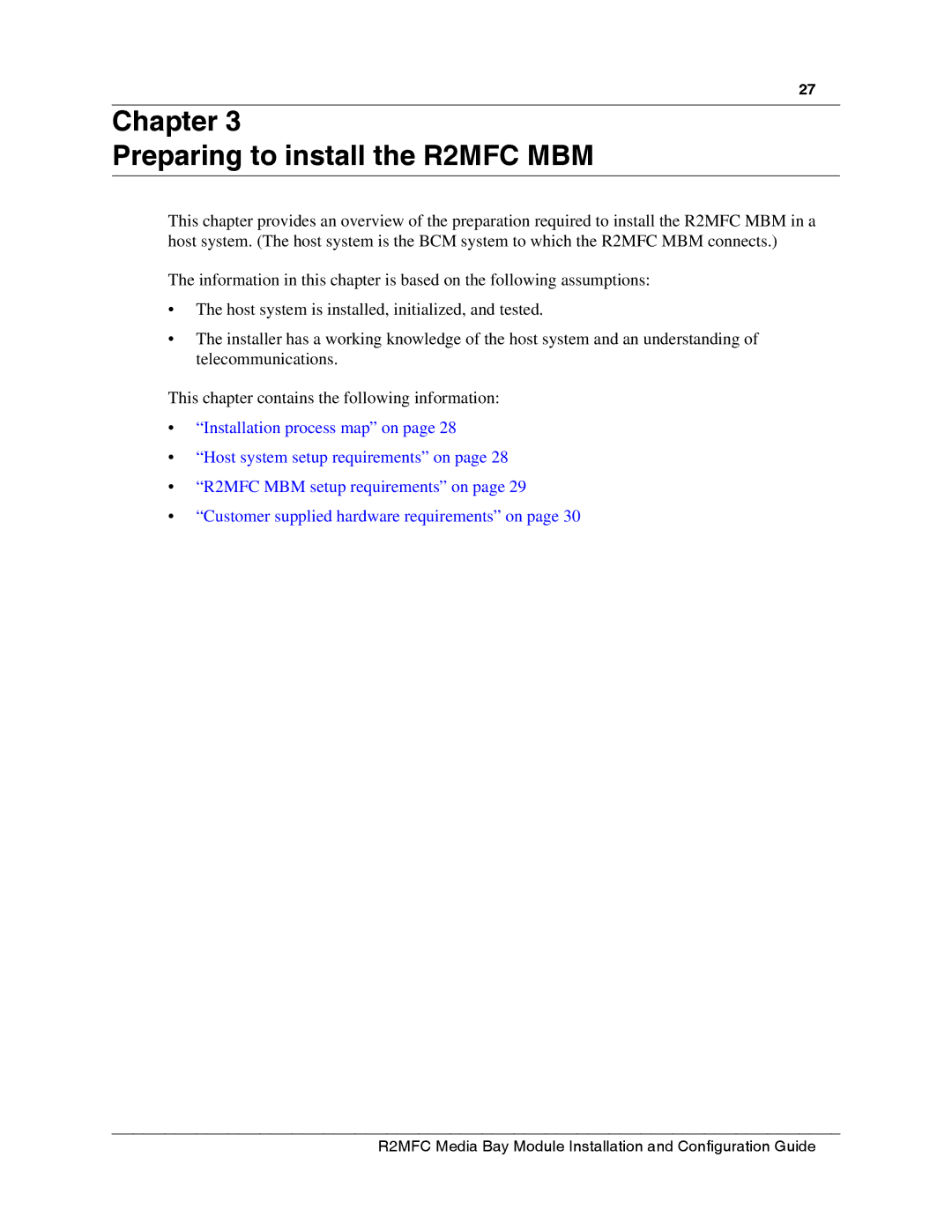 Nortel Networks manual Chapter Preparing to install the R2MFC MBM 