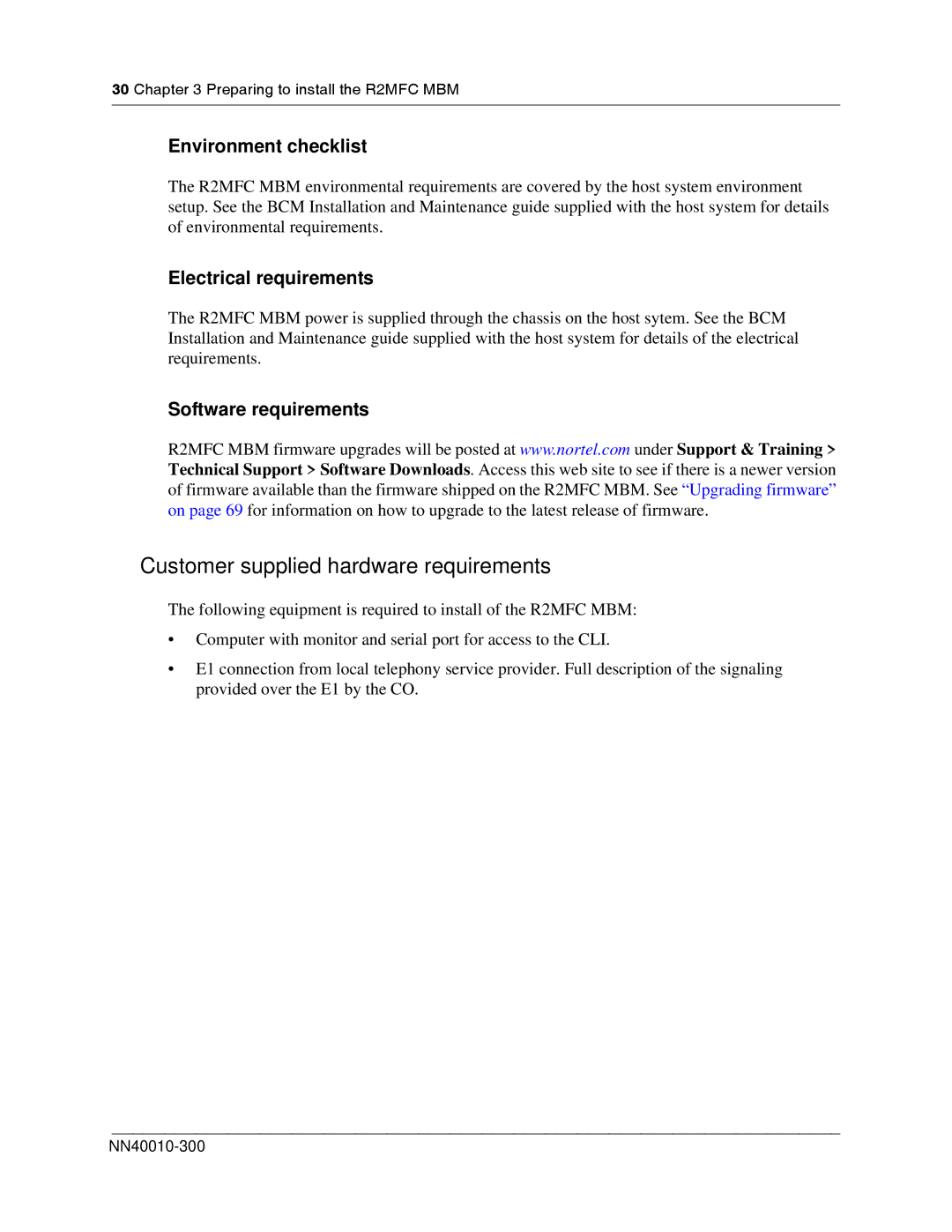 Nortel Networks R2MFC manual Customer supplied hardware requirements 