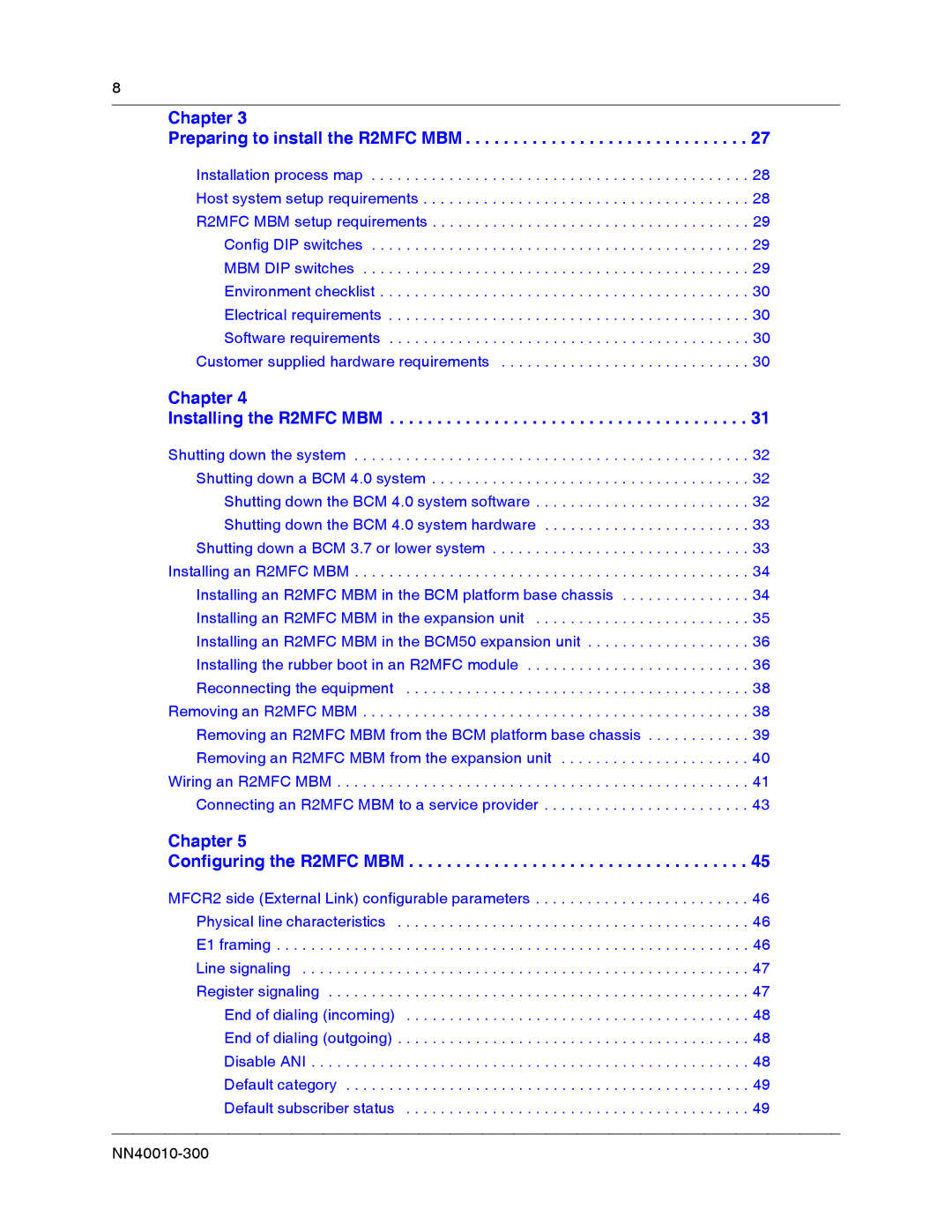 Nortel Networks manual Chapter Preparing to install the R2MFC MBM 