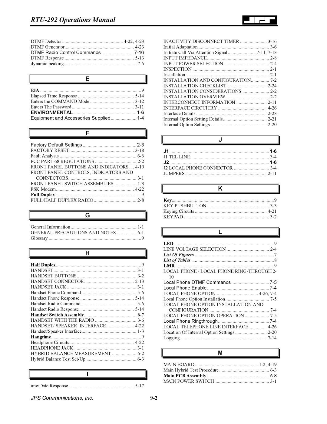 Nortel Networks RTU-292 operation manual Environmental 