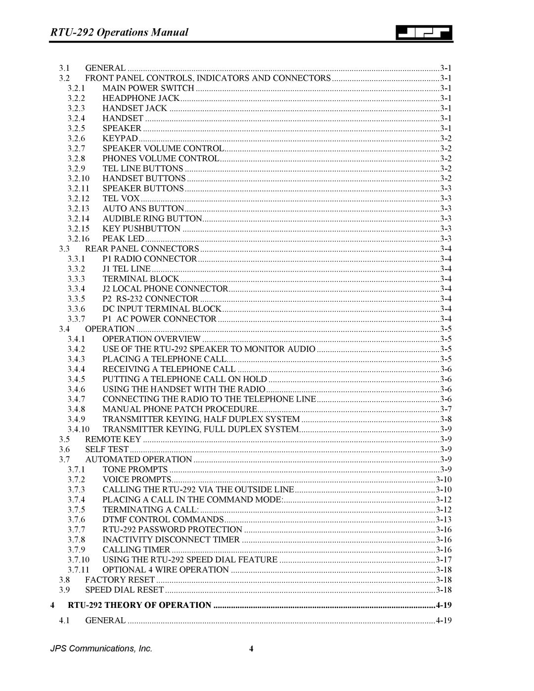 Nortel Networks operation manual RTU-292 Theory of Operation 