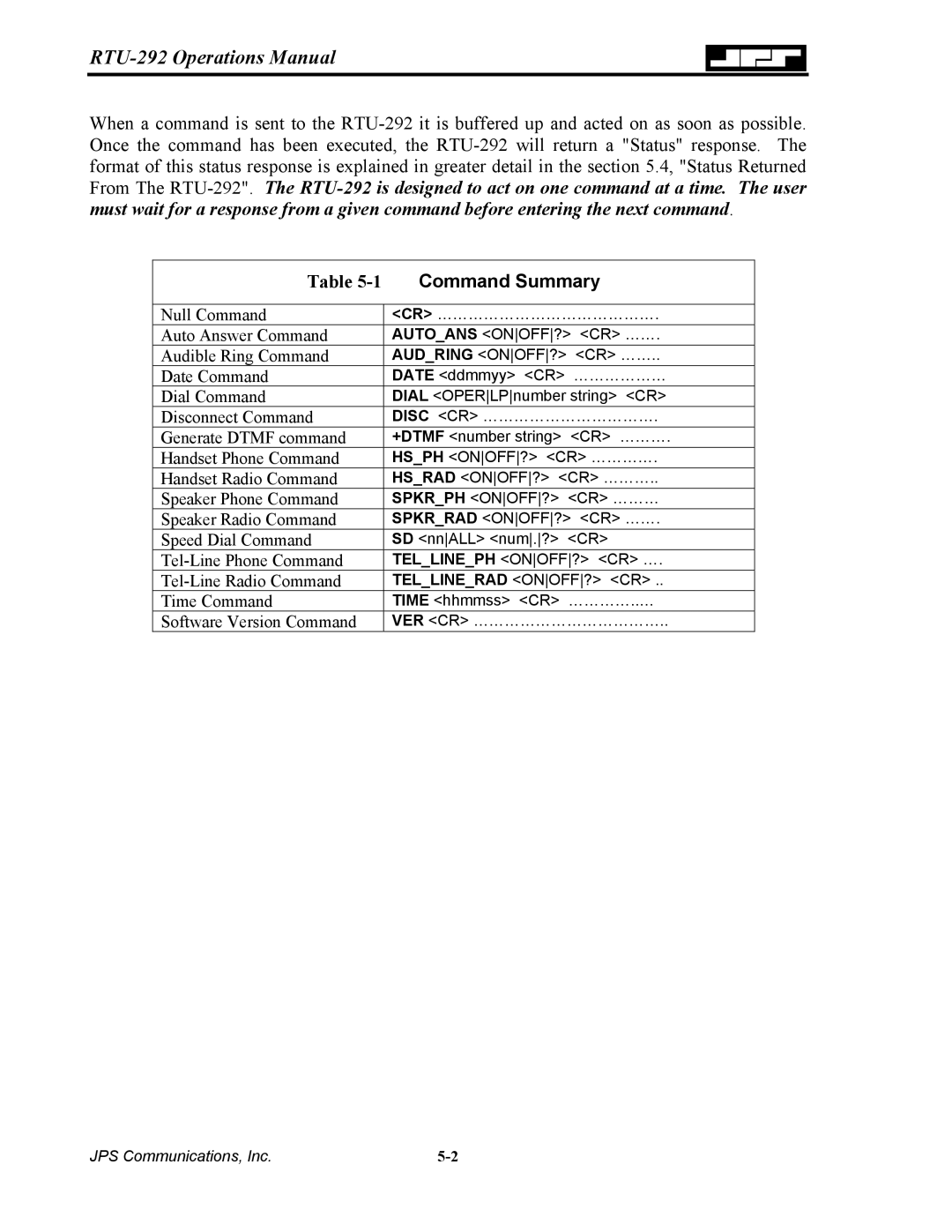 Nortel Networks RTU-292 operation manual 1Command Summary 