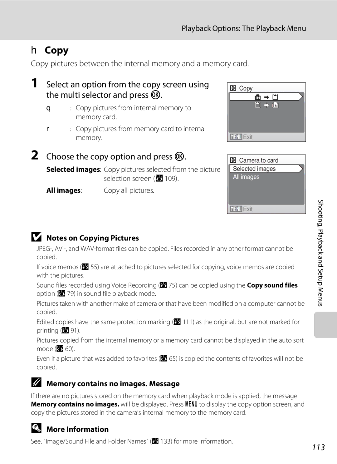 Nortel Networks S560 user manual 113, Copy pictures between the internal memory and a memory card, All images 