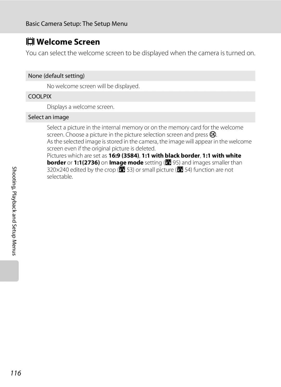 Nortel Networks S560 user manual CWelcome Screen, 116, None default setting No welcome screen will be displayed 