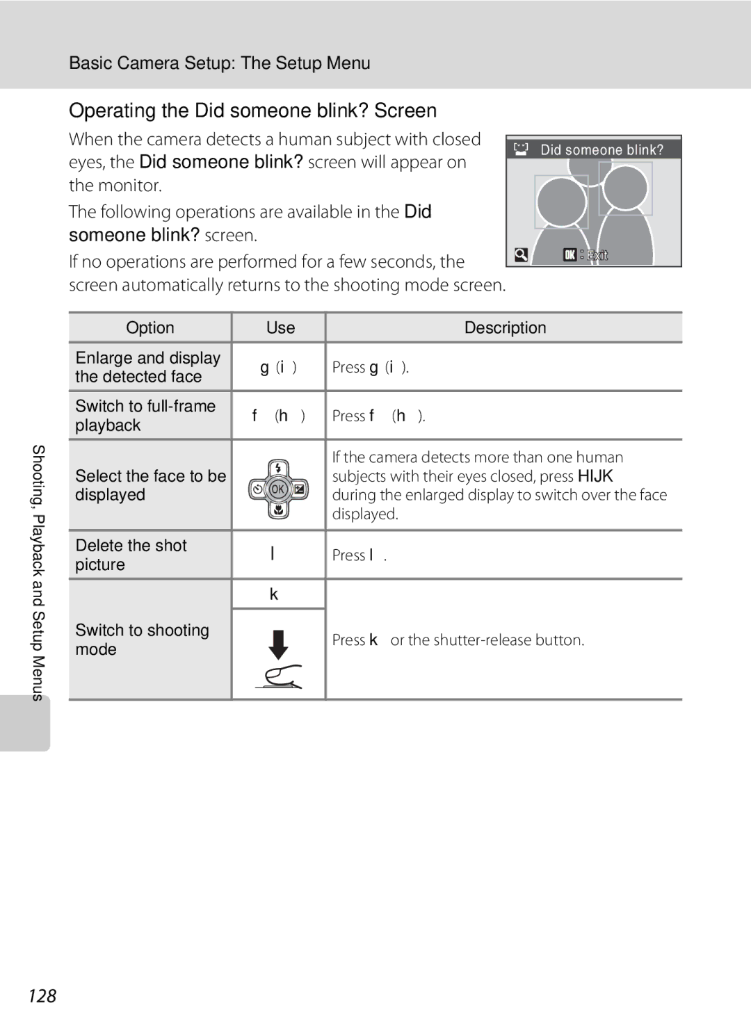 Nortel Networks S560 user manual Operating the Did someone blink? Screen, 128, If the camera detects more than one human 