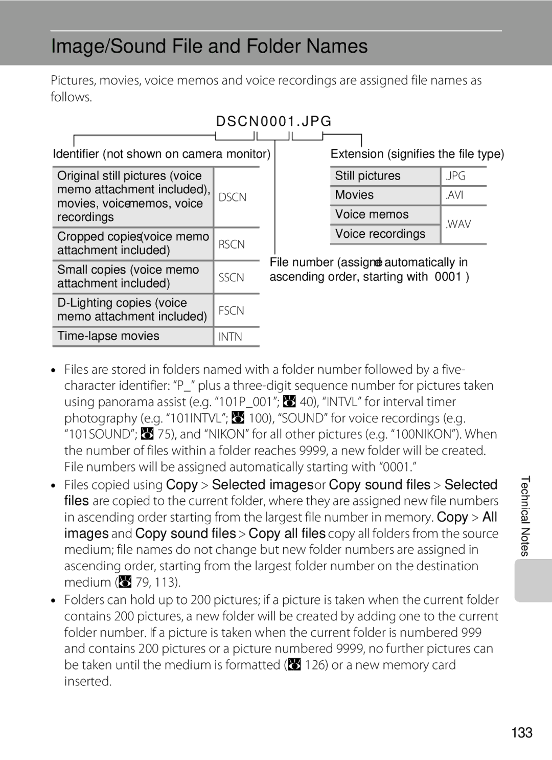 Nortel Networks S560 user manual Image/Sound File and Folder Names, 133, DSCN0001 . JPG 