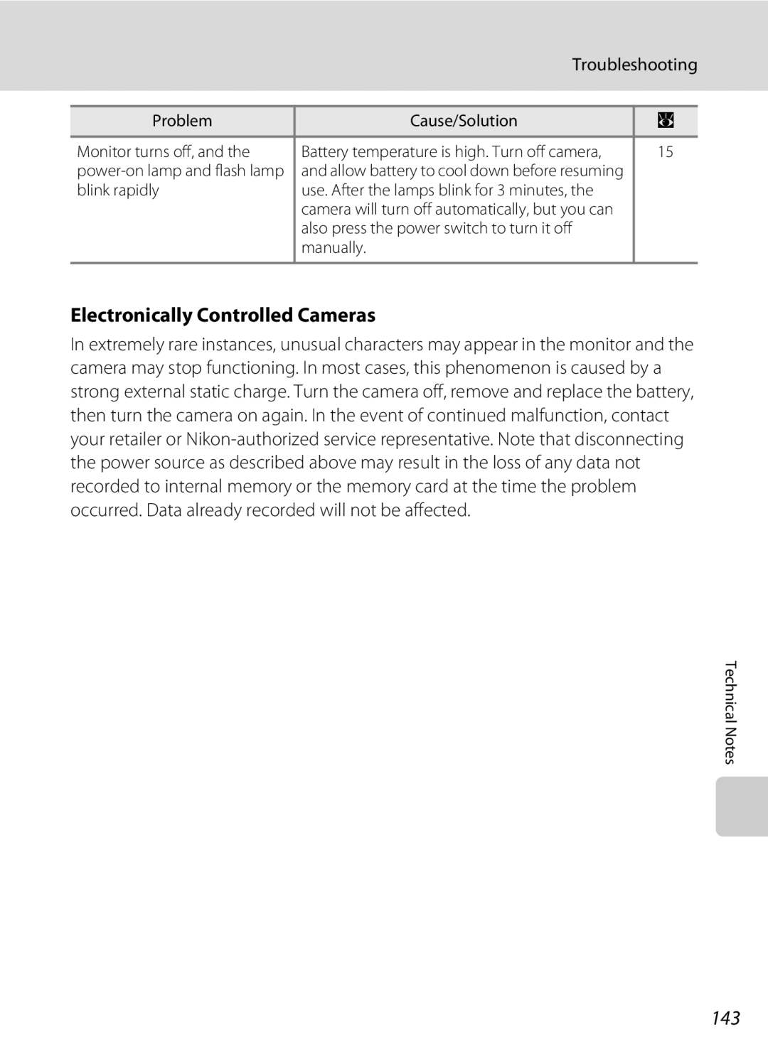 Nortel Networks S560 user manual Electronically Controlled Cameras, 143, Troubleshooting 