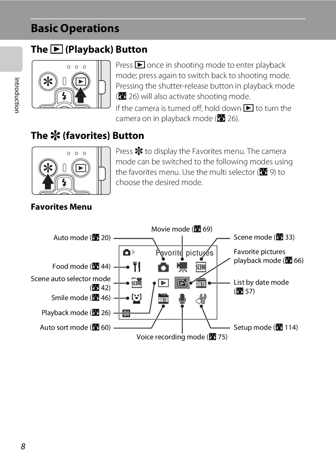 Nortel Networks S560 user manual Basic Operations, CPlayback Button, Rfavorites Button, Favorites Menu 