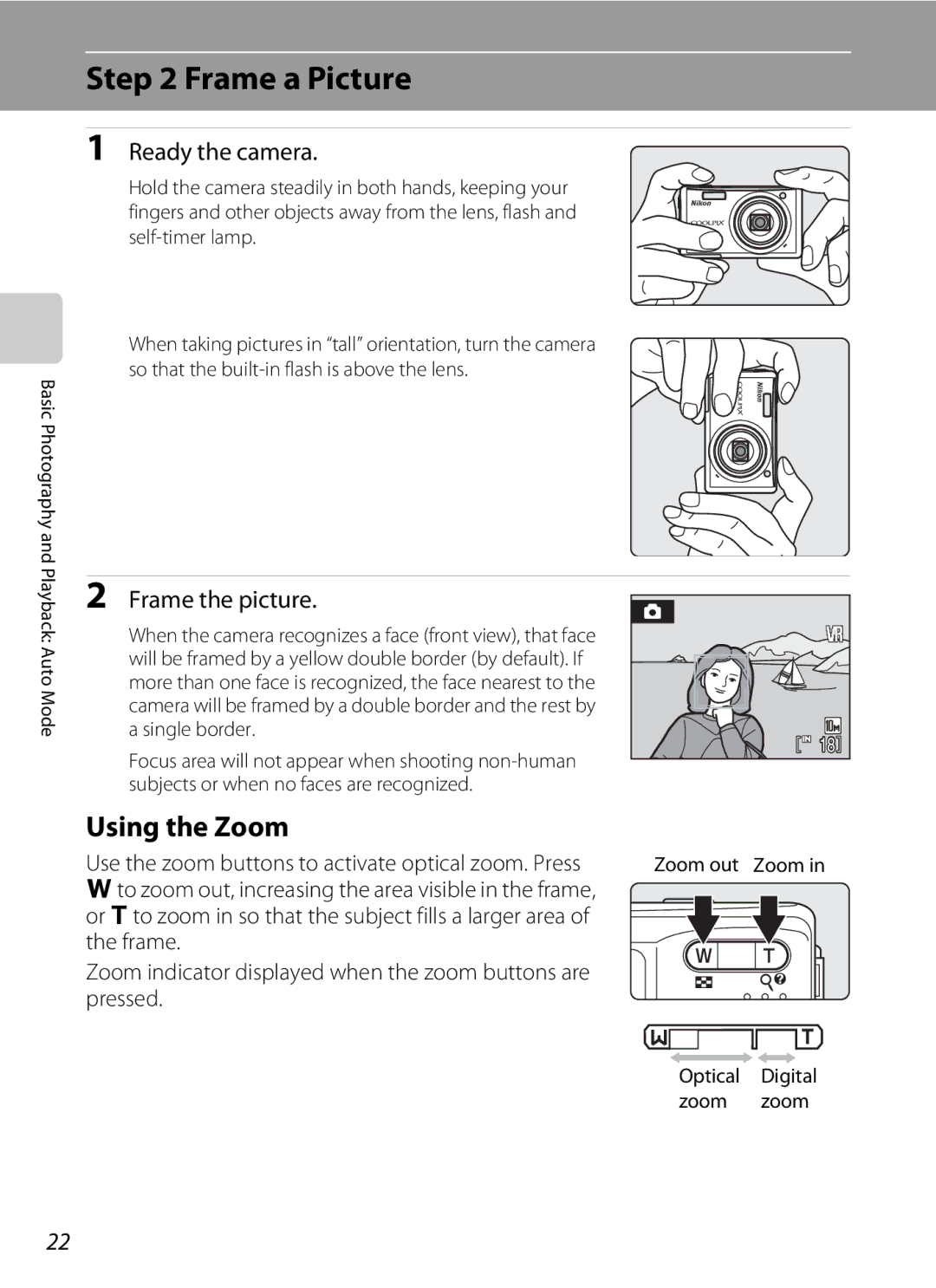 Nortel Networks S560 user manual Frame a Picture, Using the Zoom, Ready the camera, Frame the picture 