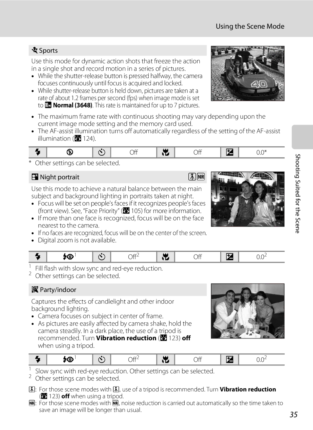 Nortel Networks S560 user manual Sports, ENight portrait, Off2 