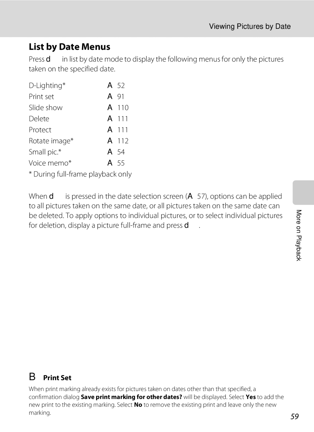 Nortel Networks S560 user manual List by Date Menus, Print Set 