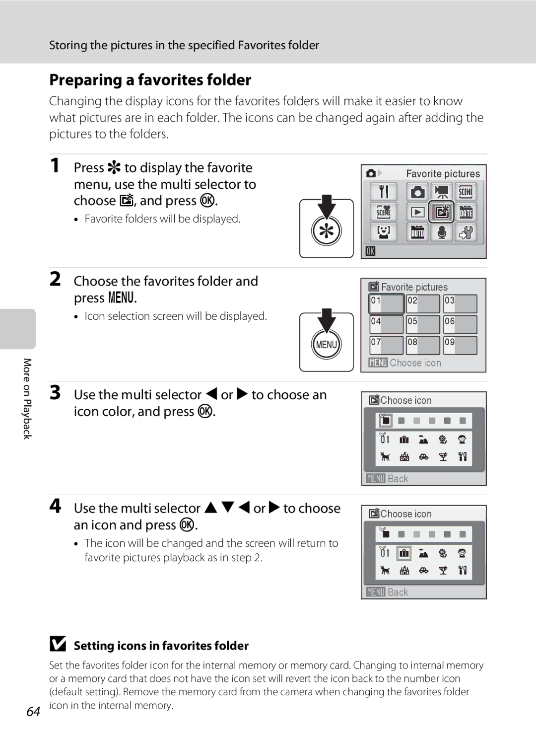 Nortel Networks S560 user manual Preparing a favorites folder, Choose the favorites folder and press d 