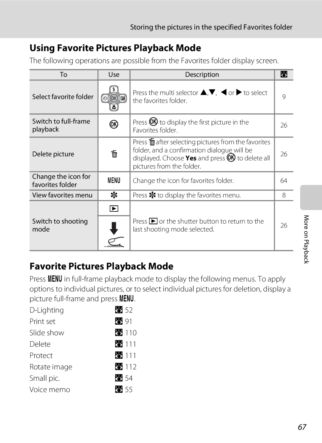 Nortel Networks S560 user manual Using Favorite Pictures Playback Mode 