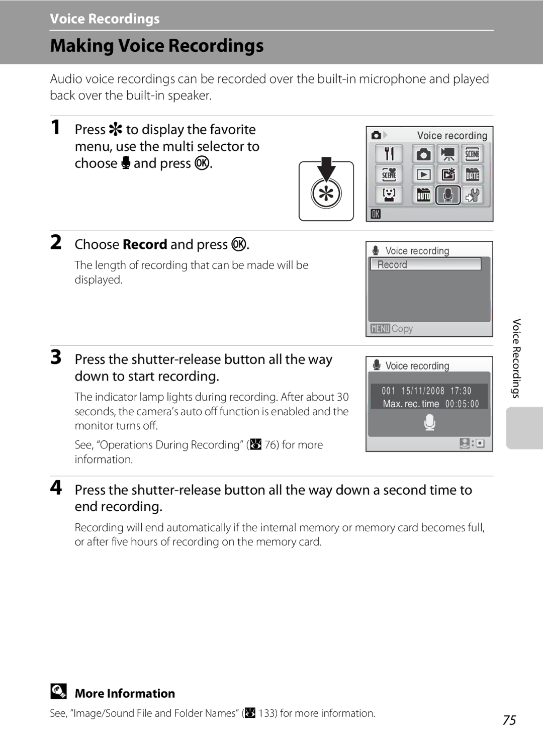 Nortel Networks S560 user manual Making Voice Recordings, Choose Record and press k 