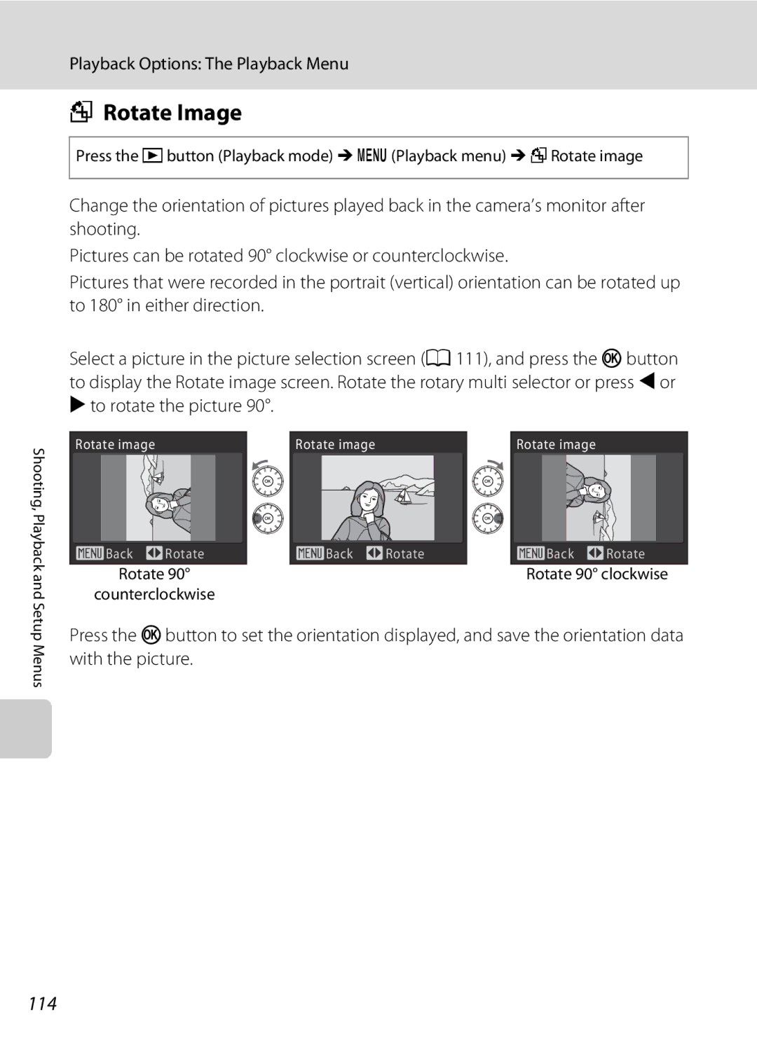 Nortel Networks S640 user manual Rotate Image, 114, Rotate Counterclockwise, Rotate 90 clockwise 