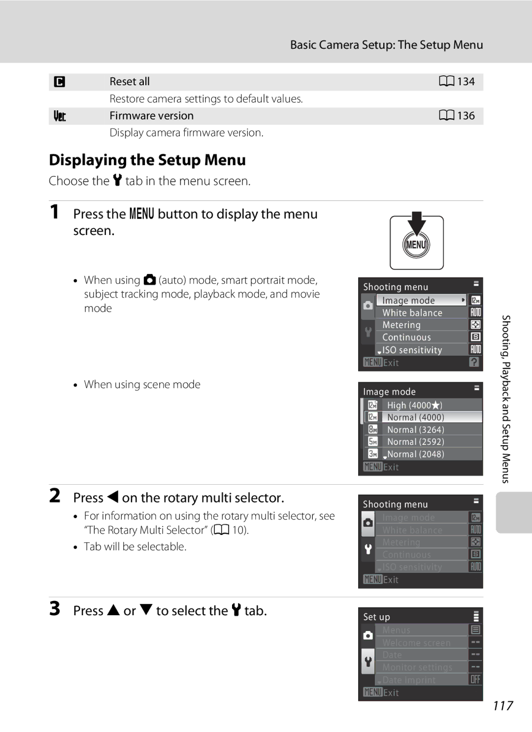 Nortel Networks S640 user manual Displaying the Setup Menu, Press the dbutton to display the menu screen, 117 