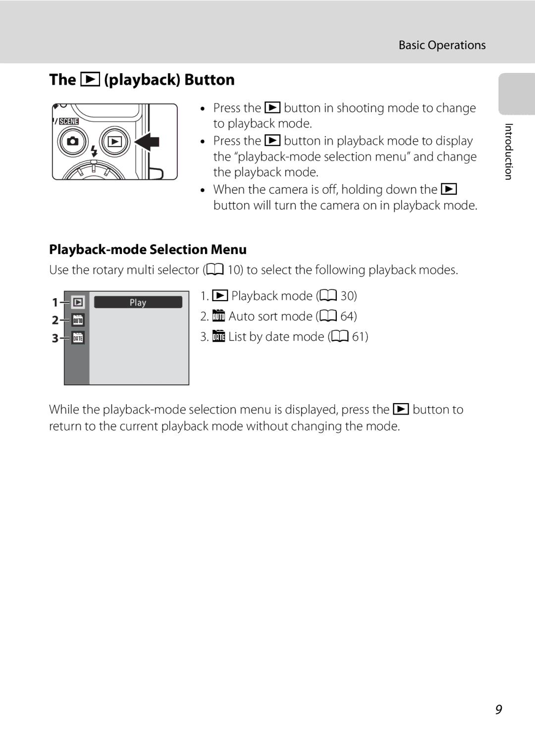 Nortel Networks S640 user manual Cplayback Button, Playback-mode Selection Menu, Basic Operations, FAuto sort mode a 