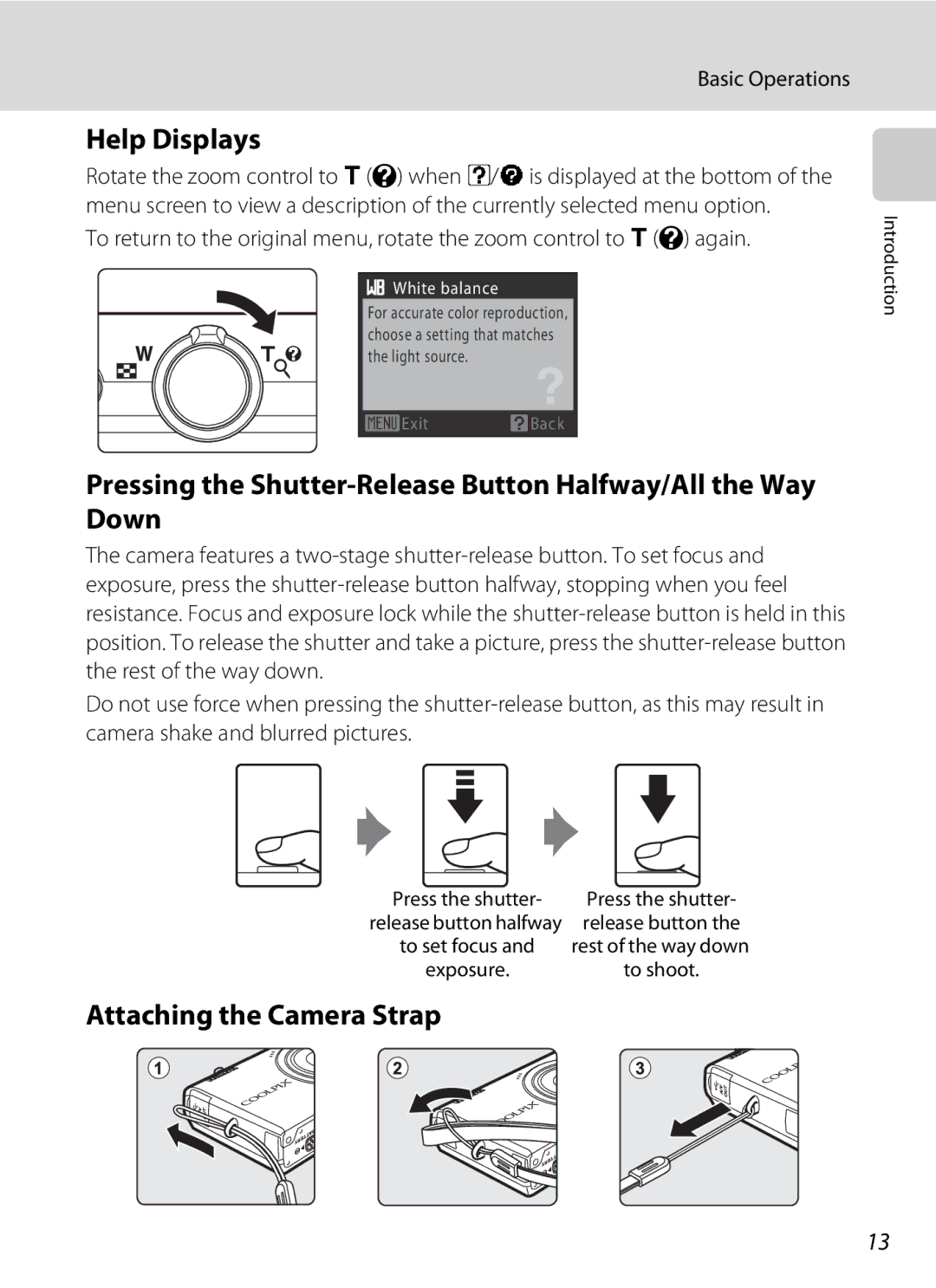 Nortel Networks S640 user manual Help Displays, Attaching the Camera Strap 