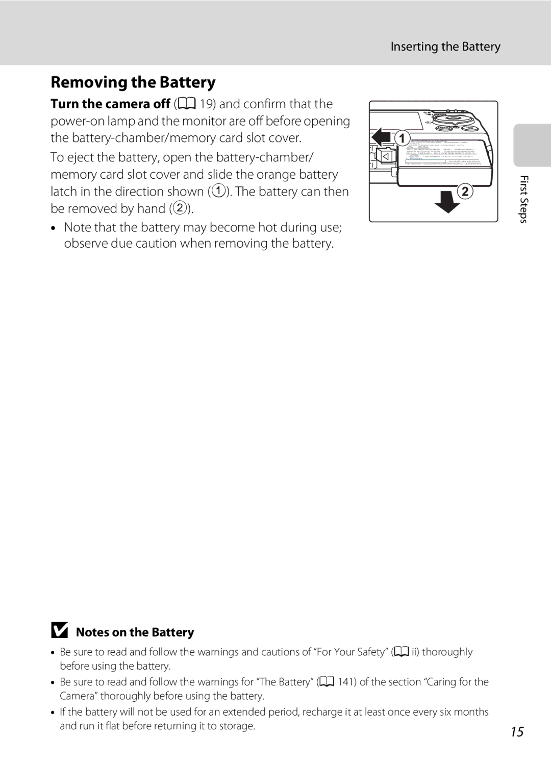 Nortel Networks S640 user manual Removing the Battery, Inserting the Battery 