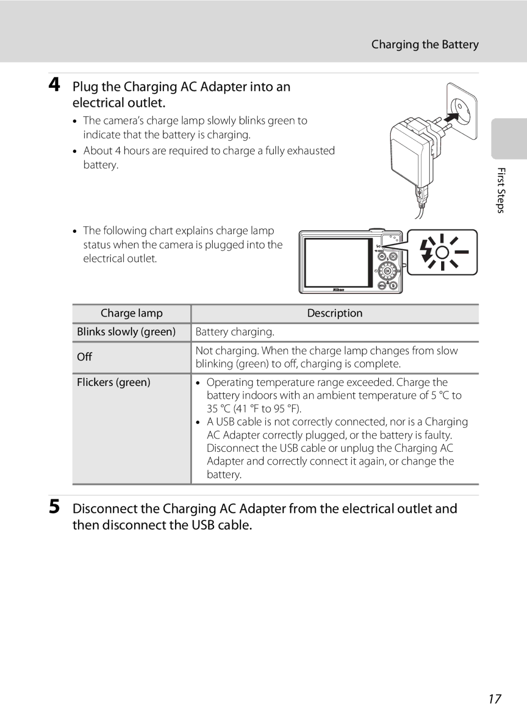 Nortel Networks S640 user manual Plug the Charging AC Adapter into an electrical outlet, Charging the Battery 