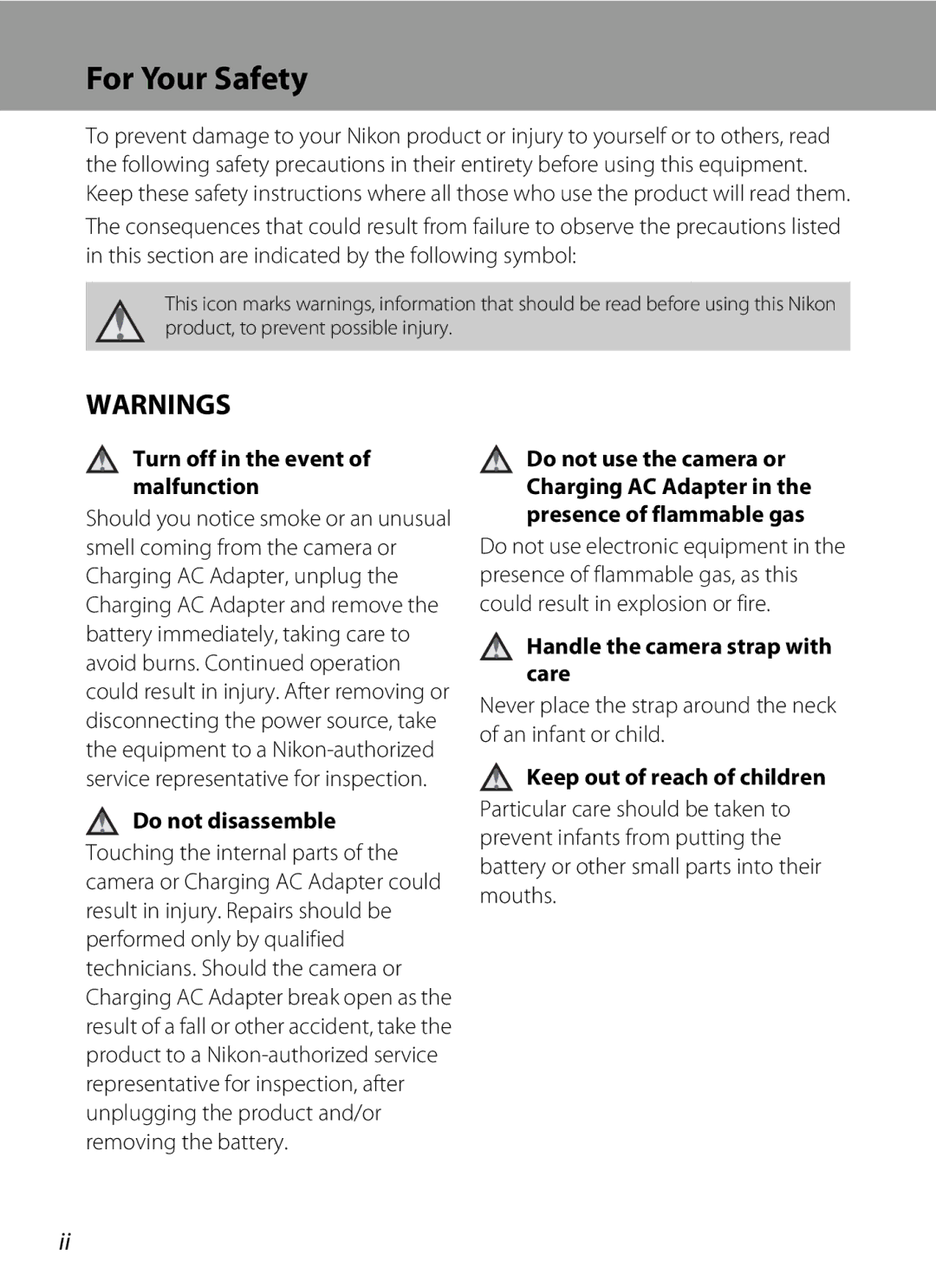 Nortel Networks S640 user manual For Your Safety, Turn off in the event of malfunction, Do not disassemble 