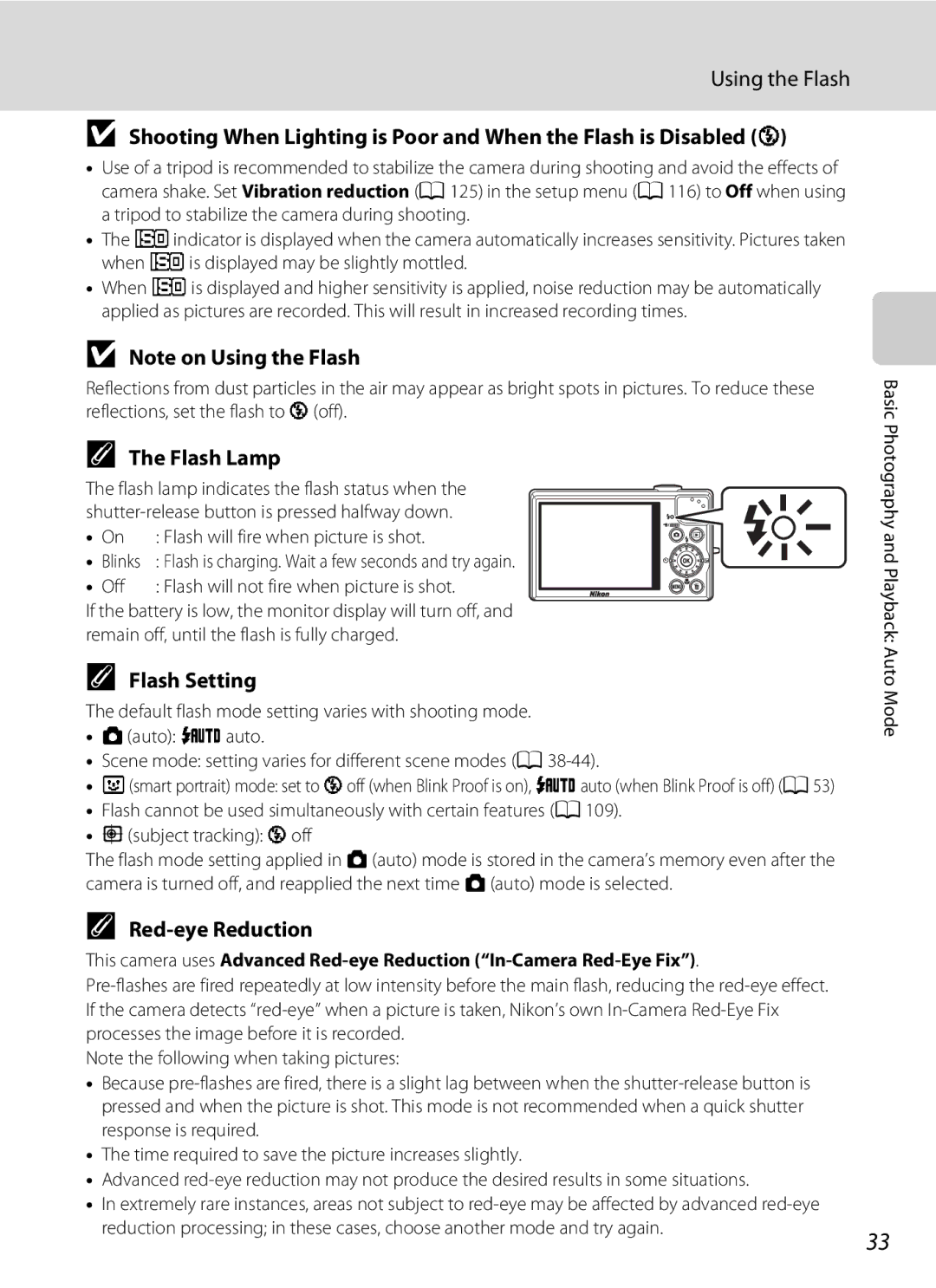 Nortel Networks S640 user manual Using the Flash, Flash Lamp, Flash Setting, Red-eye Reduction 