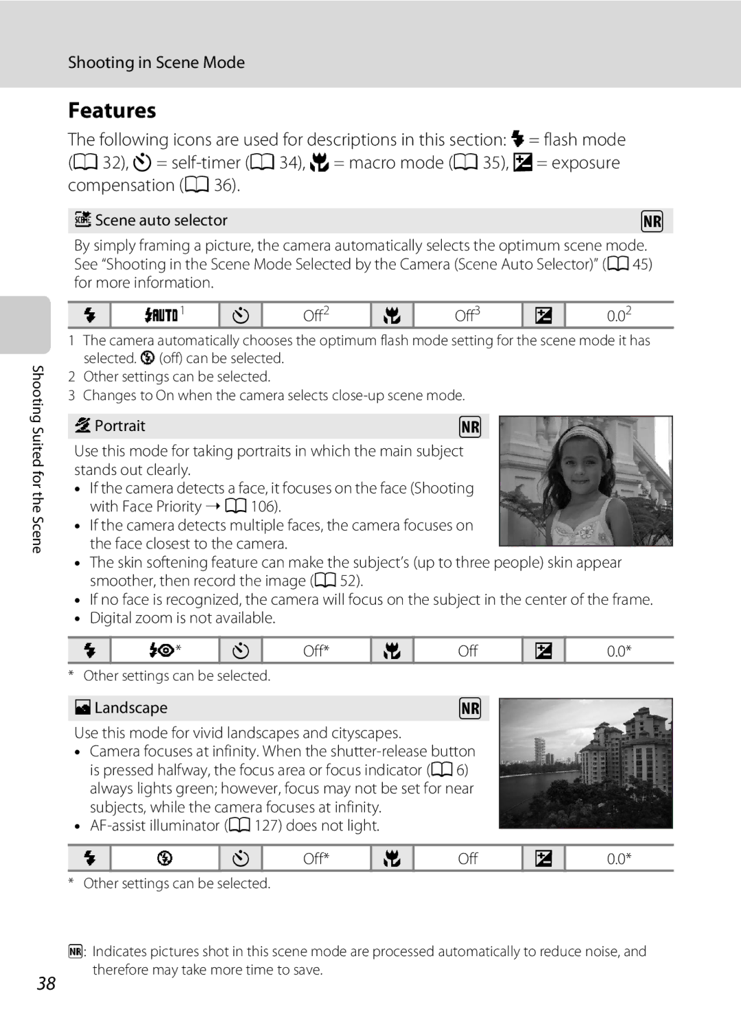 Nortel Networks S640 user manual Features, Shooting in Scene Mode 