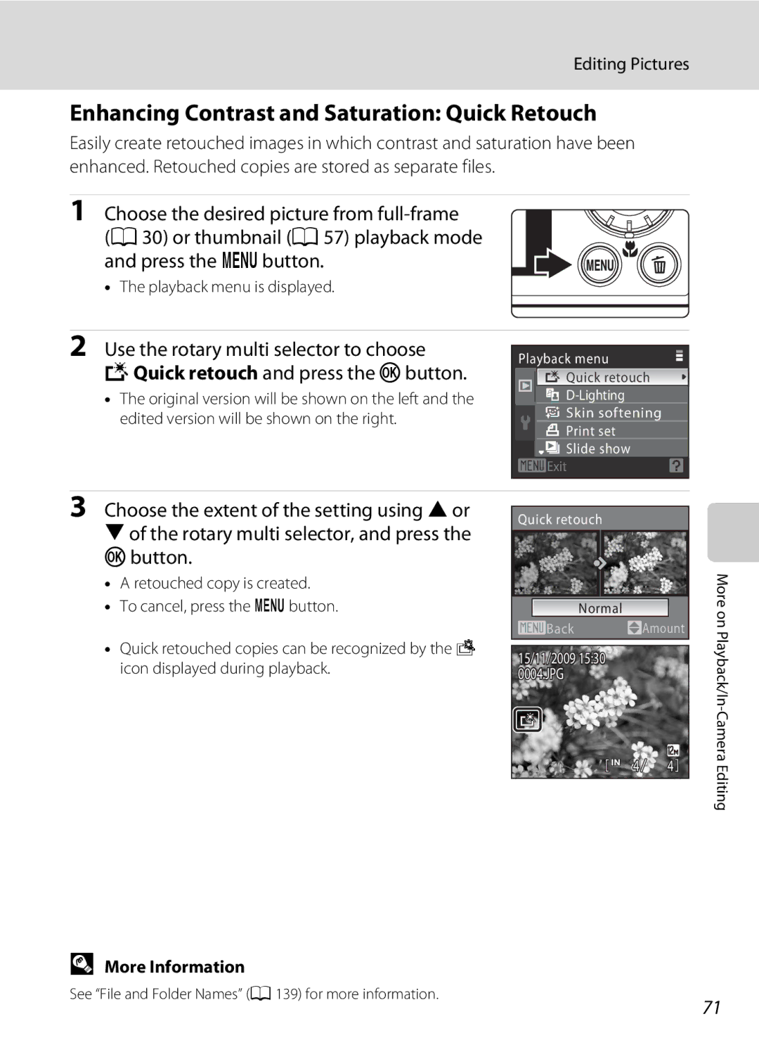 Nortel Networks S640 user manual Enhancing Contrast and Saturation Quick Retouch, Button 