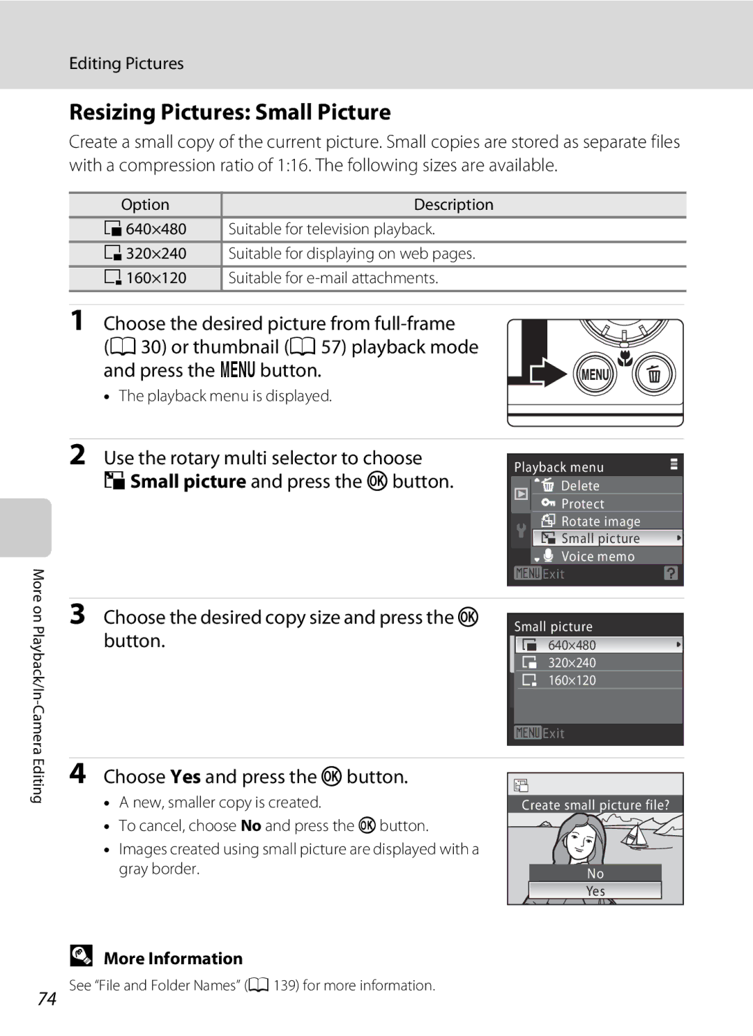 Nortel Networks S640 user manual Resizing Pictures Small Picture, Choose the desired copy size and press the k button 