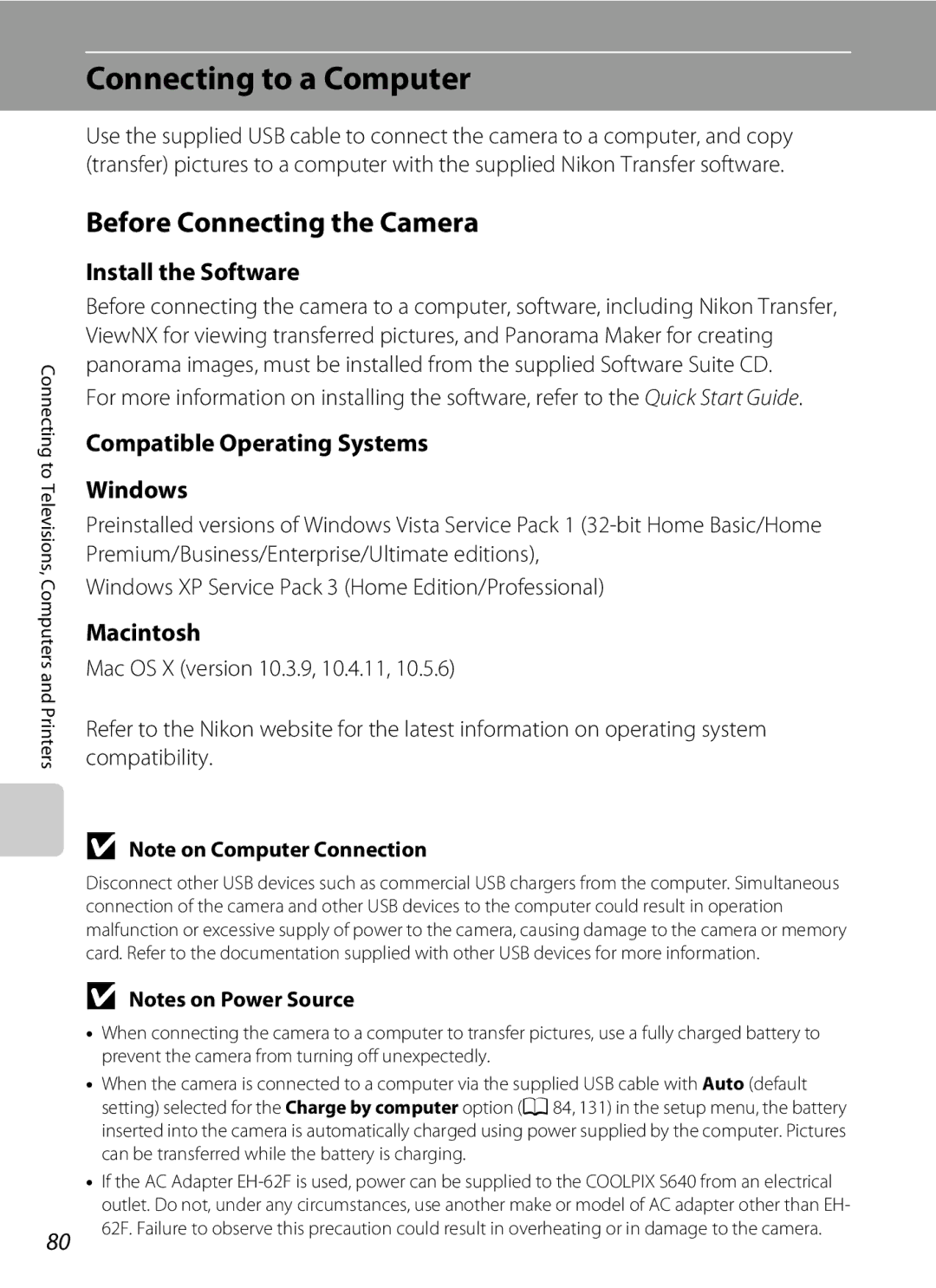 Nortel Networks S640 user manual Connecting to a Computer, Before Connecting the Camera, Install the Software, Macintosh 