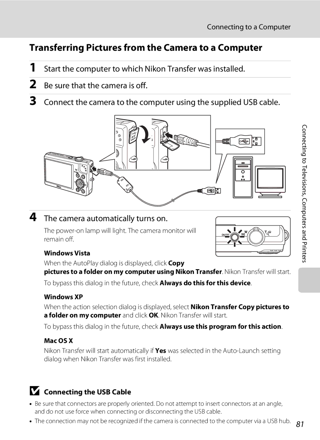 Nortel Networks S640 user manual Transferring Pictures from the Camera to a Computer, Connecting to a Computer 