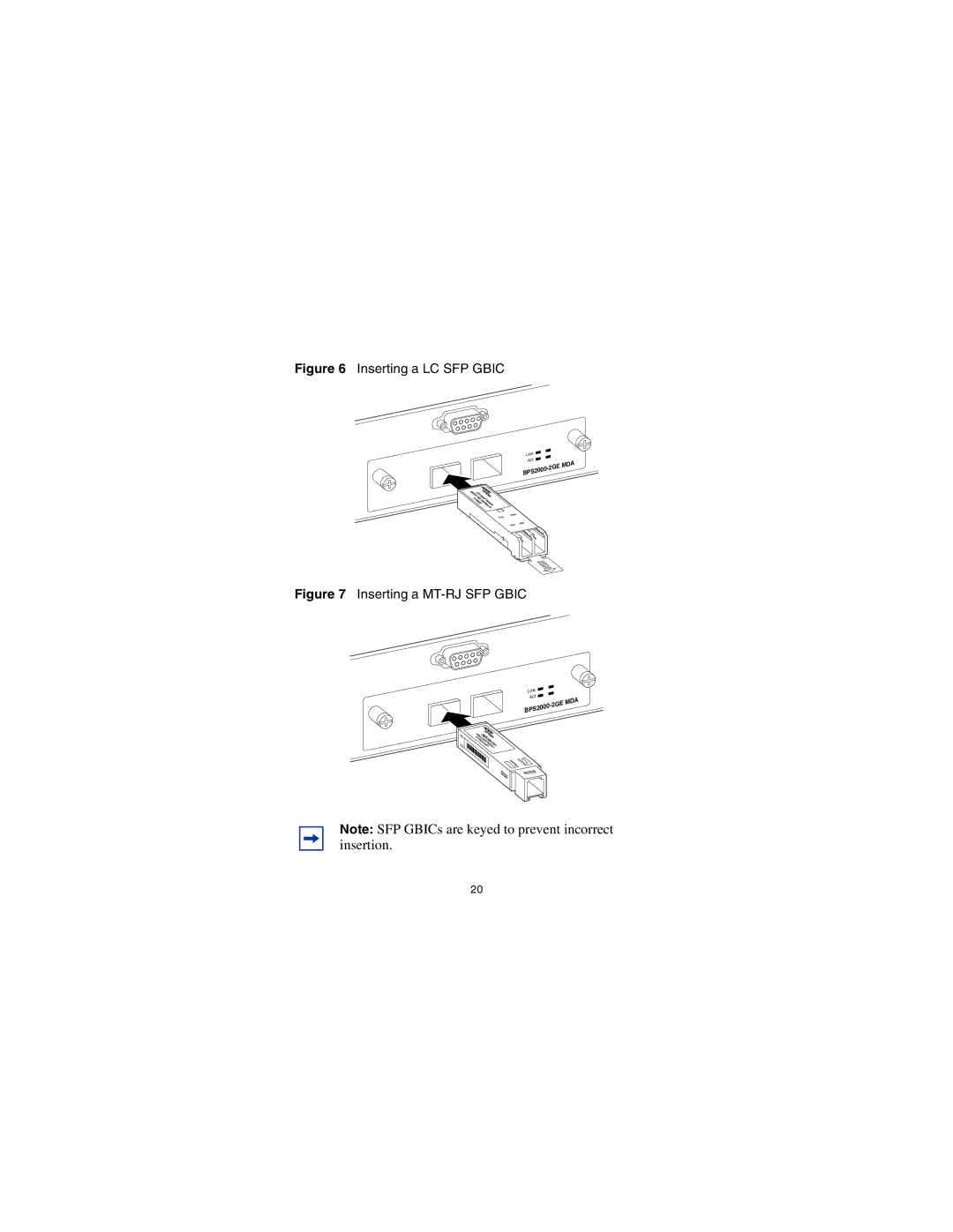 Nortel Networks CWDM SFP manual Inserting a LC SFP Gbic 