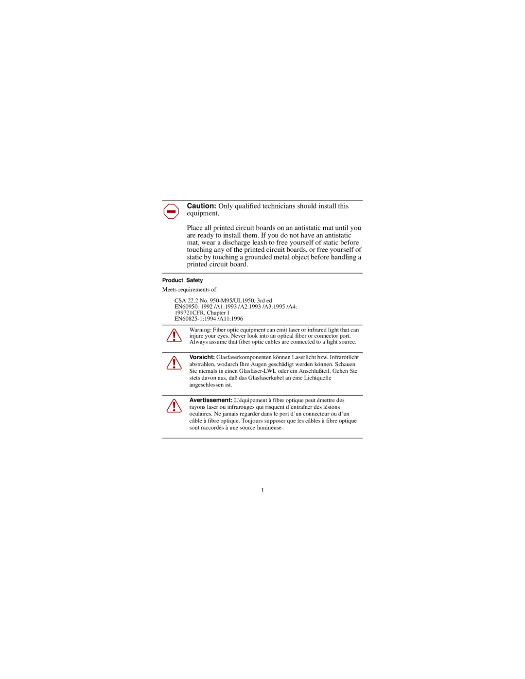 Nortel Networks CWDM SFP manual Product Safety 