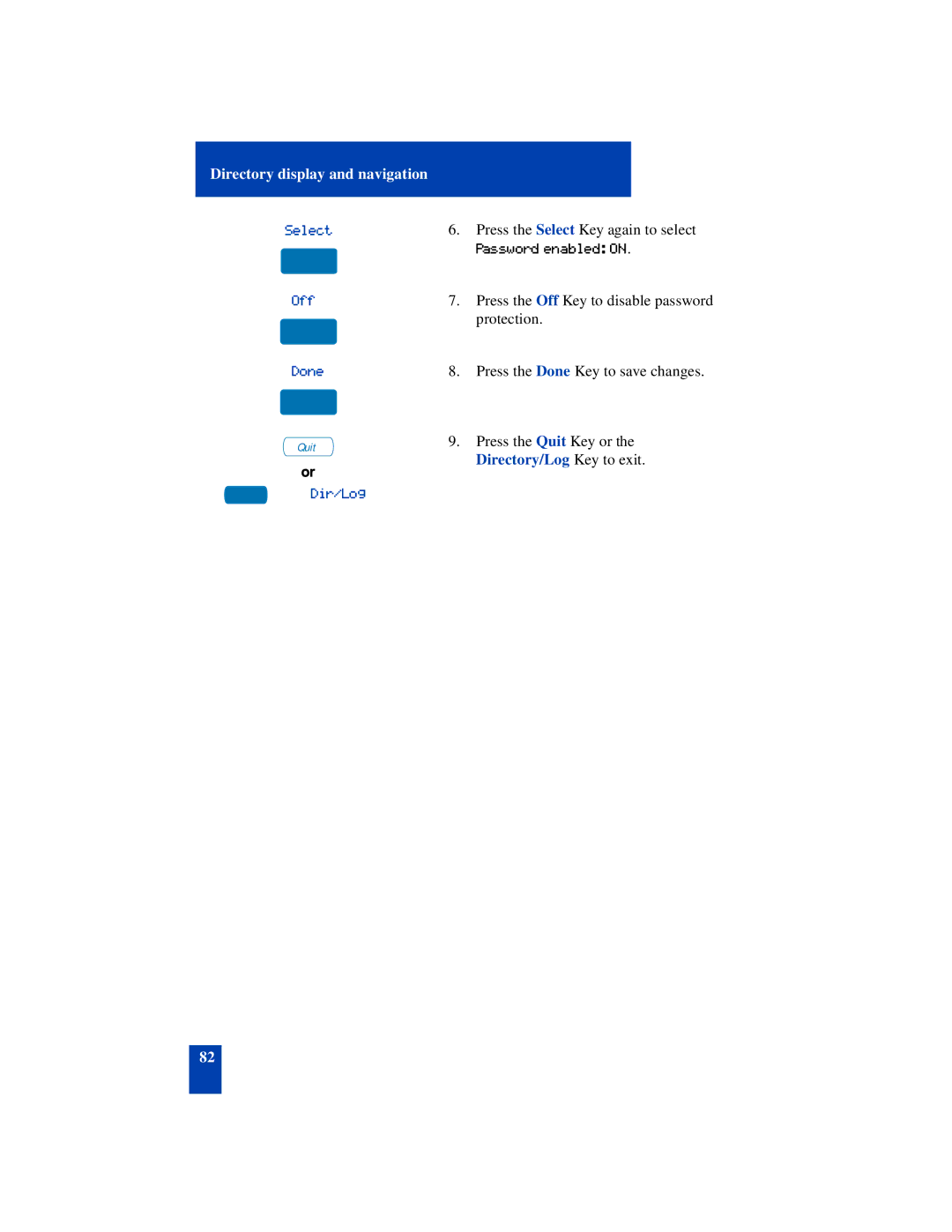 Nortel Networks SL-100 manual Password enabled on 