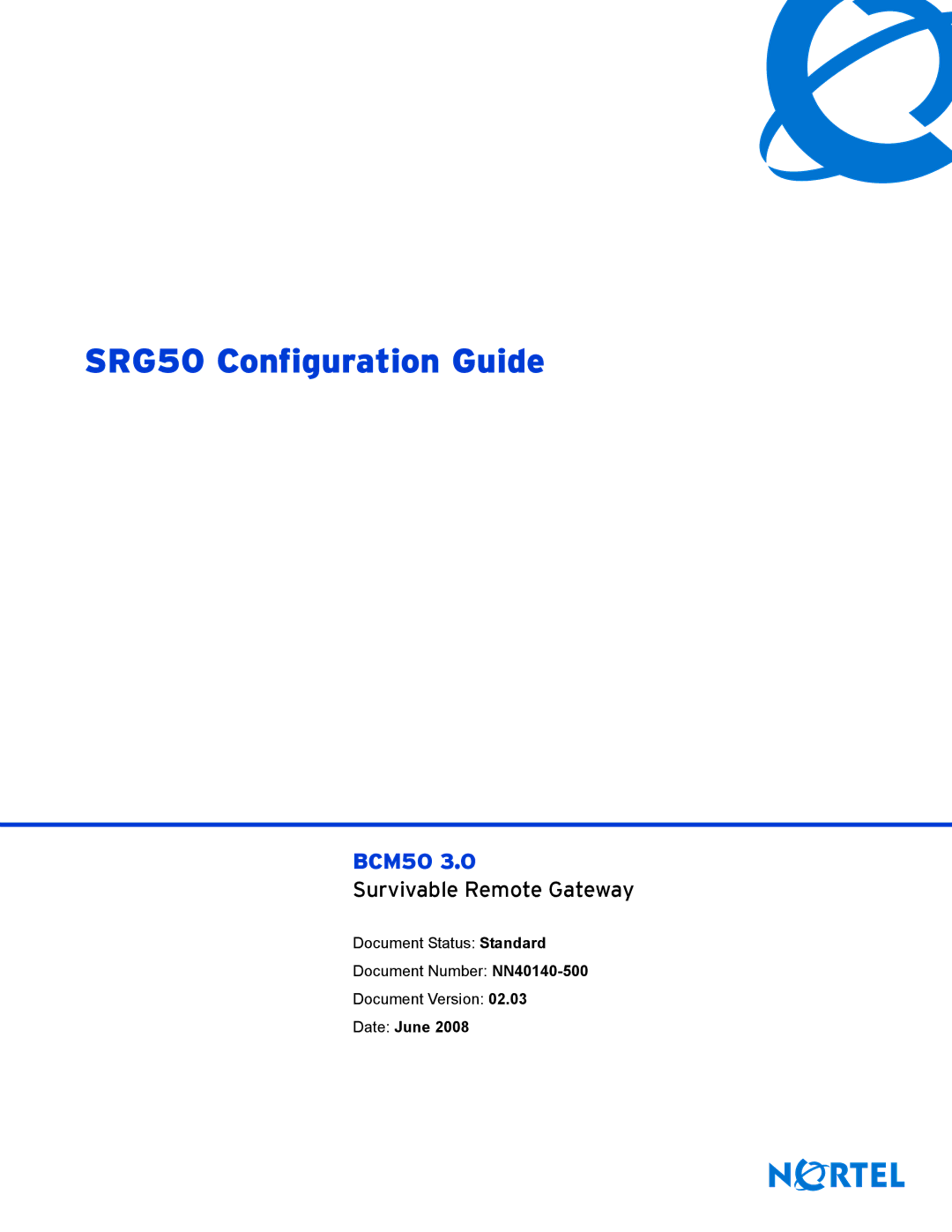 Nortel Networks manual SRG50 Configuration Guide 