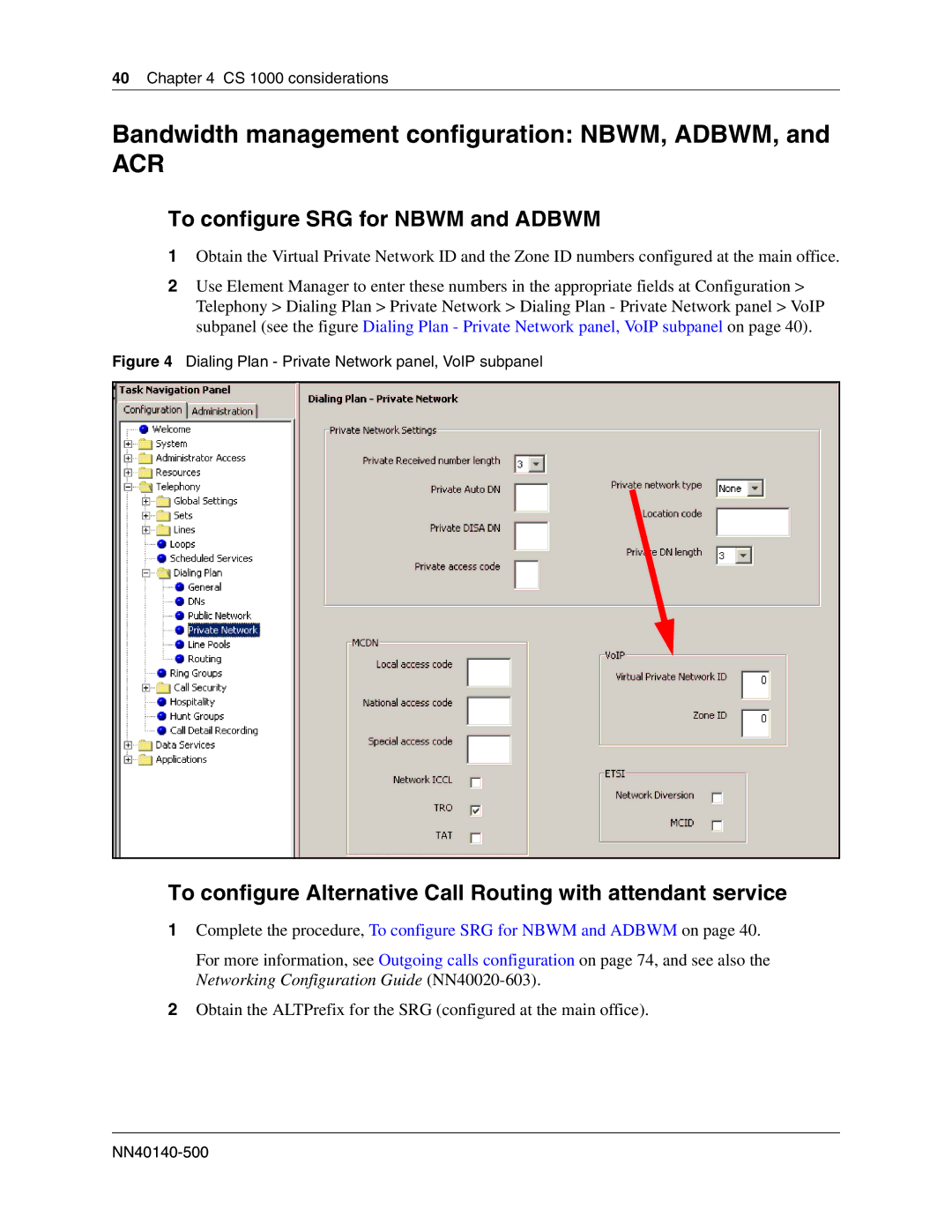 Nortel Networks SRG50 manual Bandwidth management configuration NBWM, ADBWM, To configure SRG for Nbwm and Adbwm 