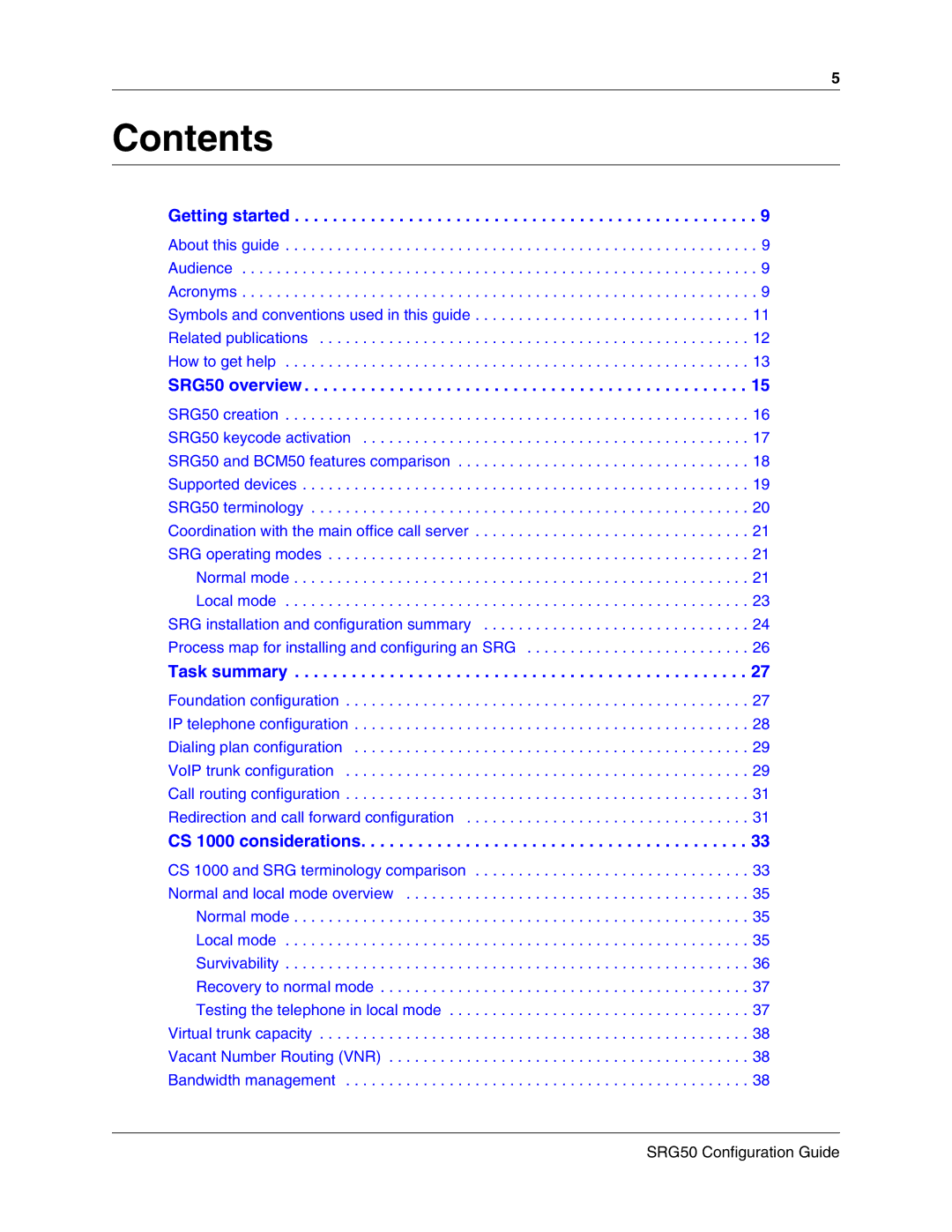 Nortel Networks SRG50 manual Contents 