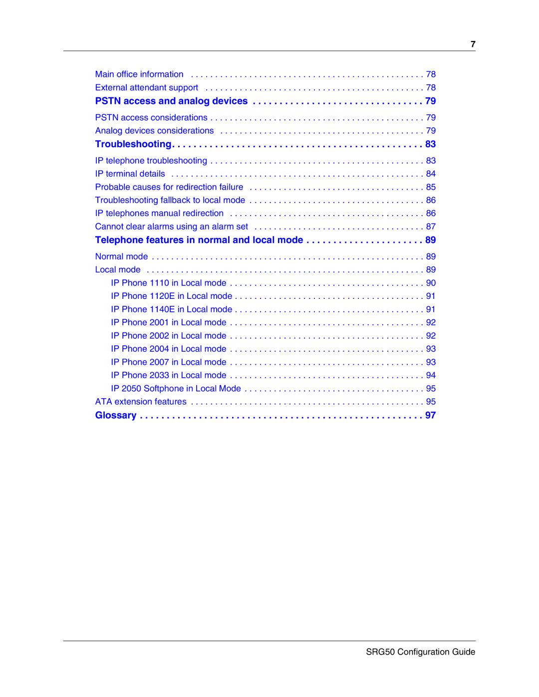 Nortel Networks SRG50 manual Glossary 