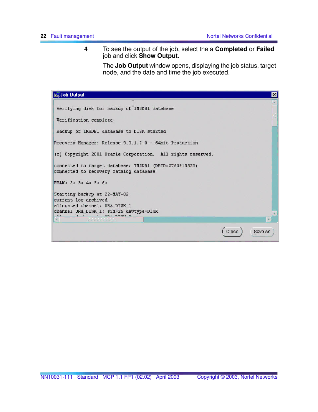 Nortel Networks Standard MCP 1.1 FP1 (02.02) manual Fault management Nortel Networks Confidential 