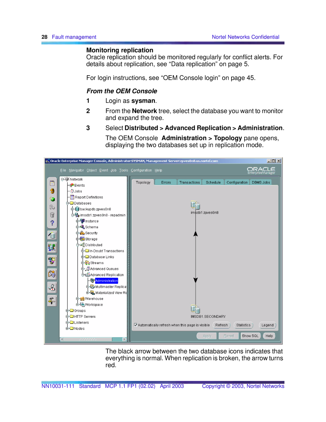 Nortel Networks Standard MCP 1.1 FP1 (02.02) manual Monitoring replication 