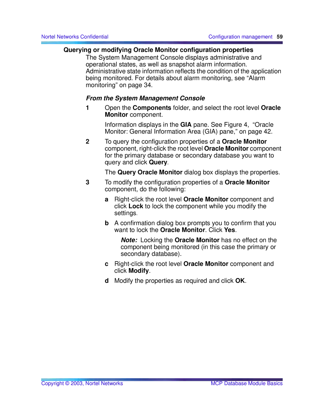 Nortel Networks Standard MCP 1.1 FP1 (02.02) manual From the System Management Console 